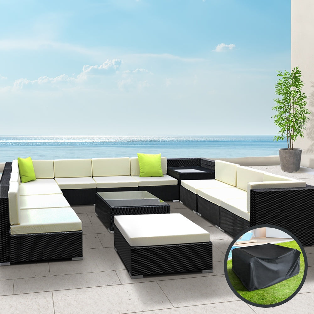 13PC Sofa Set with Storage Cover Outdoor Furniture Wicker Sets Fast shipping On sale