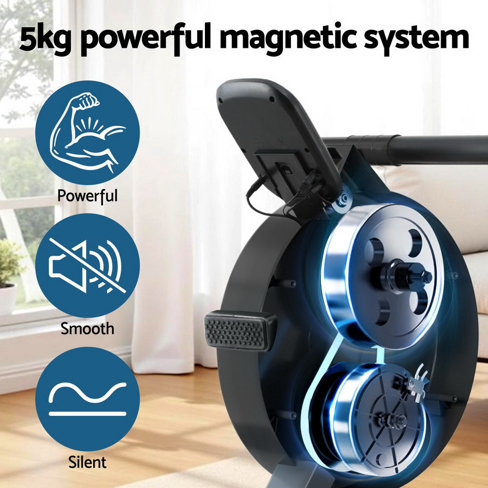 16 Level Magnetic Rowing Machine for Home with App Connect Black Sports & Fitness Fast shipping On sale