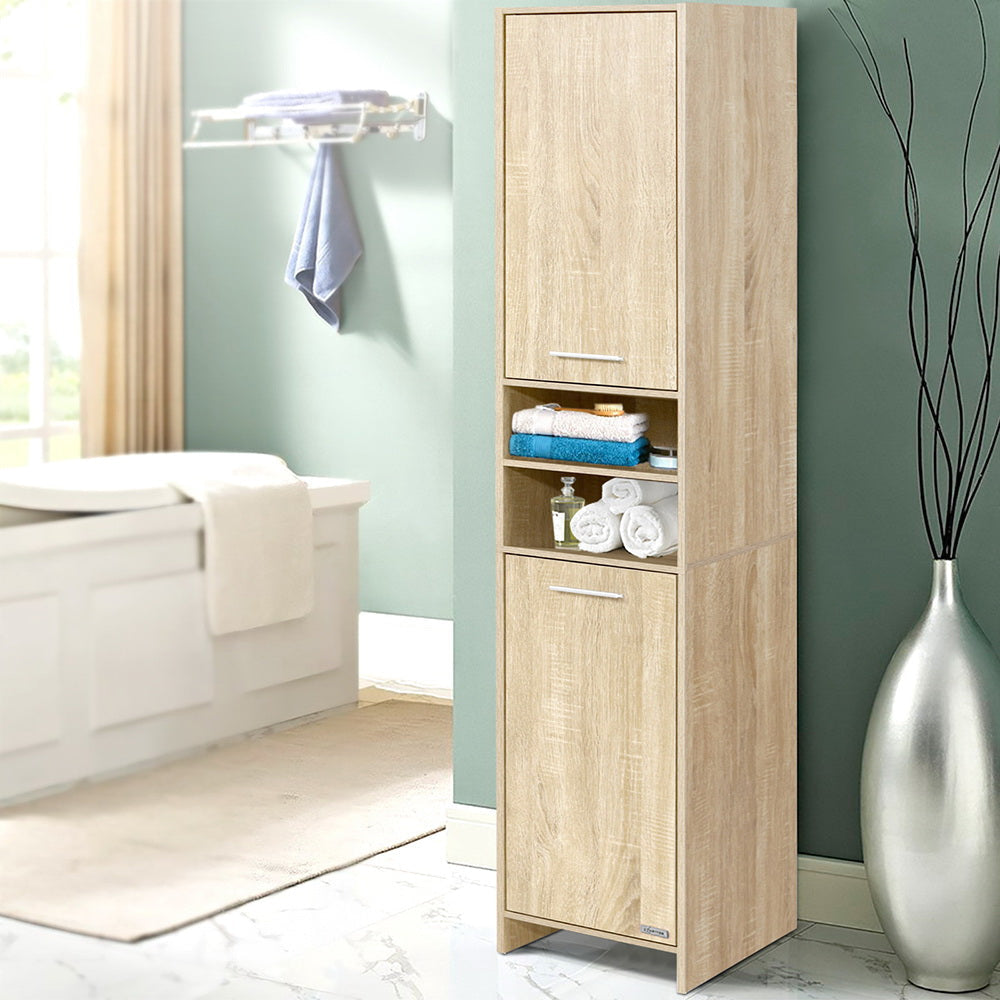 185cm Bathroom Cabinet Tallboy Furniture Toilet Storage Laundry Cupboard Oak Fast shipping On sale