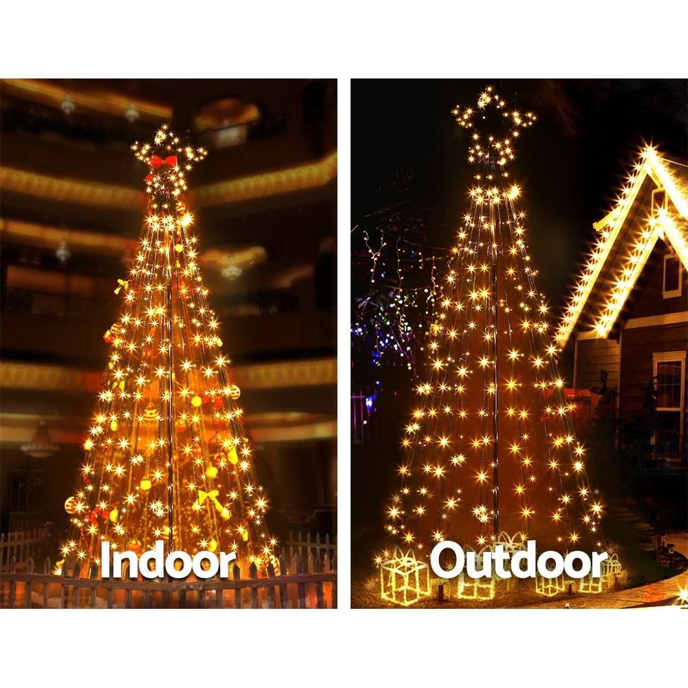 2.1M Christmas Tree LED Lights Solar - powered Xmas Fibre Optic Warm White Fast shipping On sale