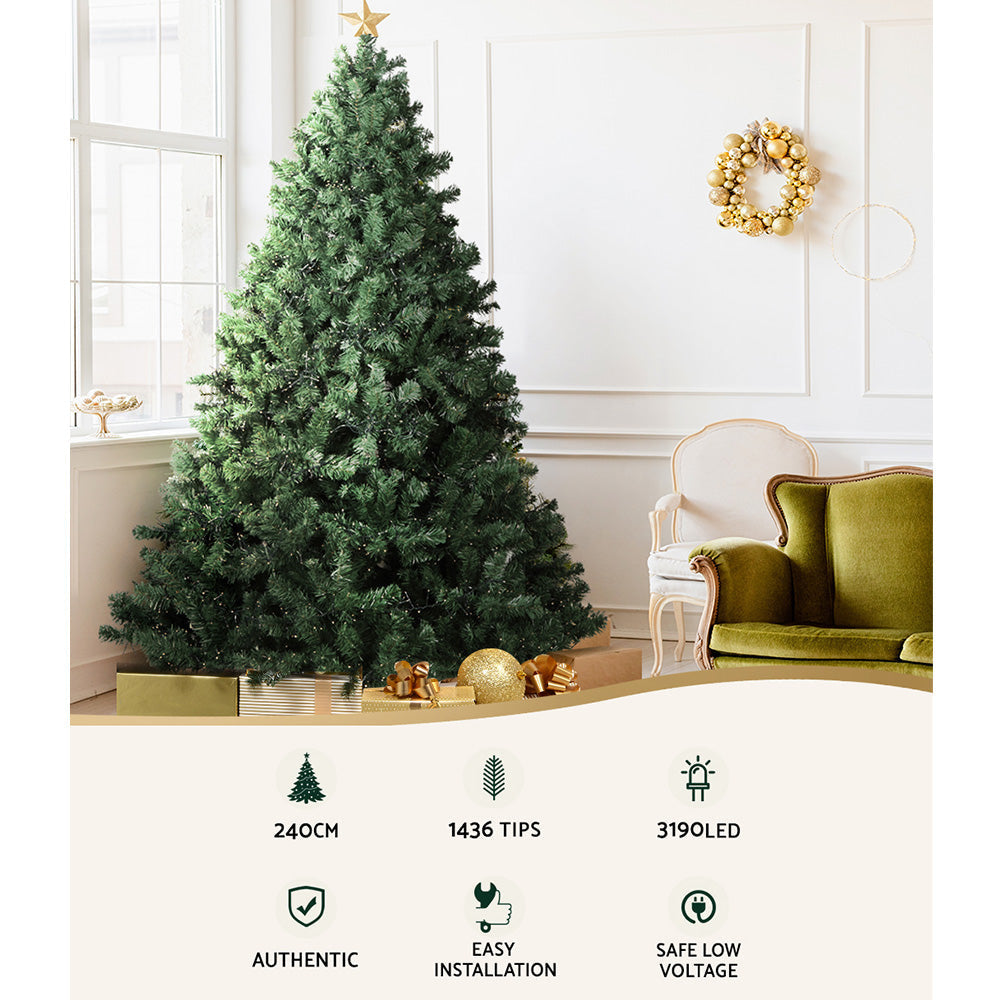 2.4M 8FT Christmas Tree Xmas 3190 LED Lights Warm White 1436 Tips Fast shipping On sale