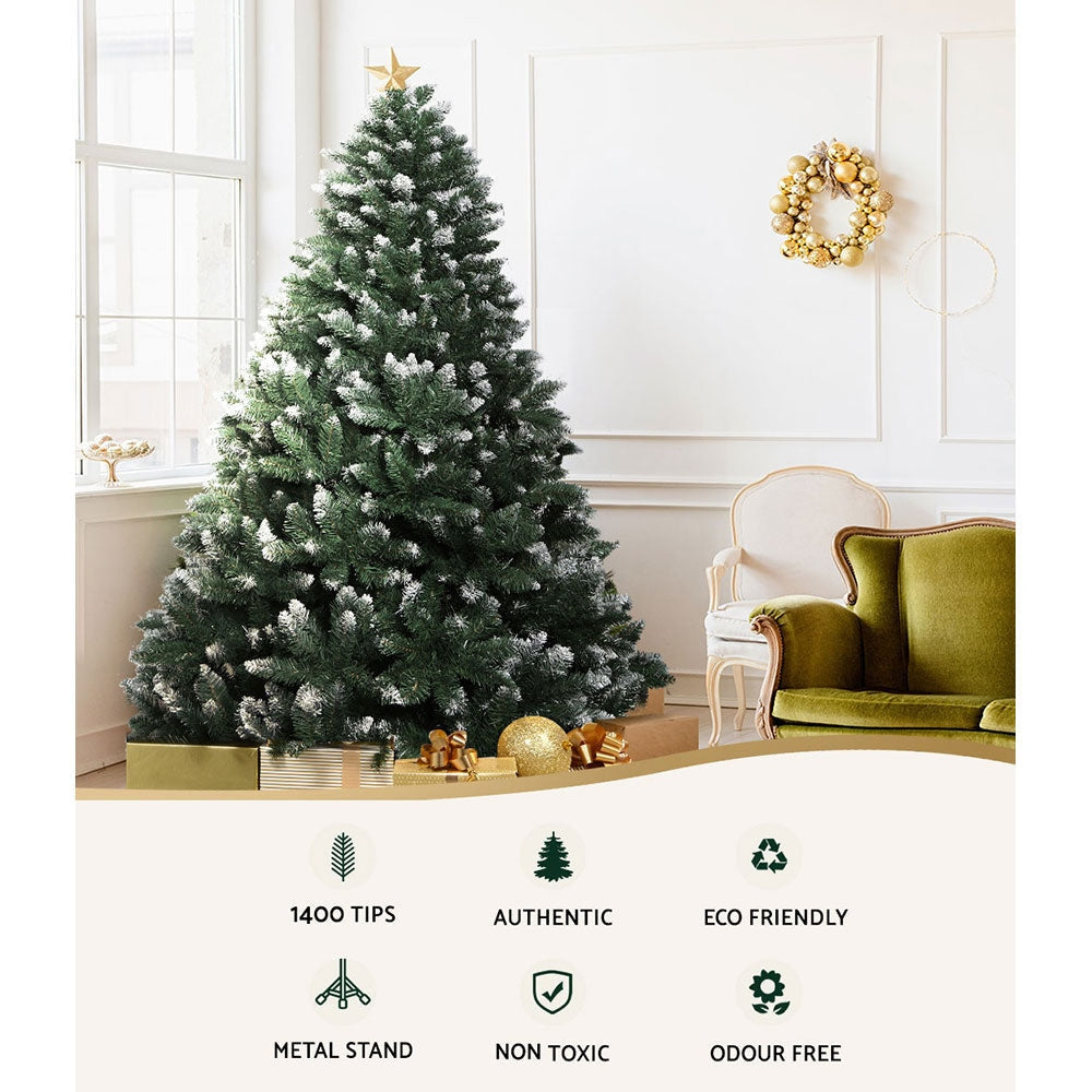 2.4M 8FT Christmas Tree Xmas Home Decoration 1400 Tips Snowy Green Fast shipping On sale