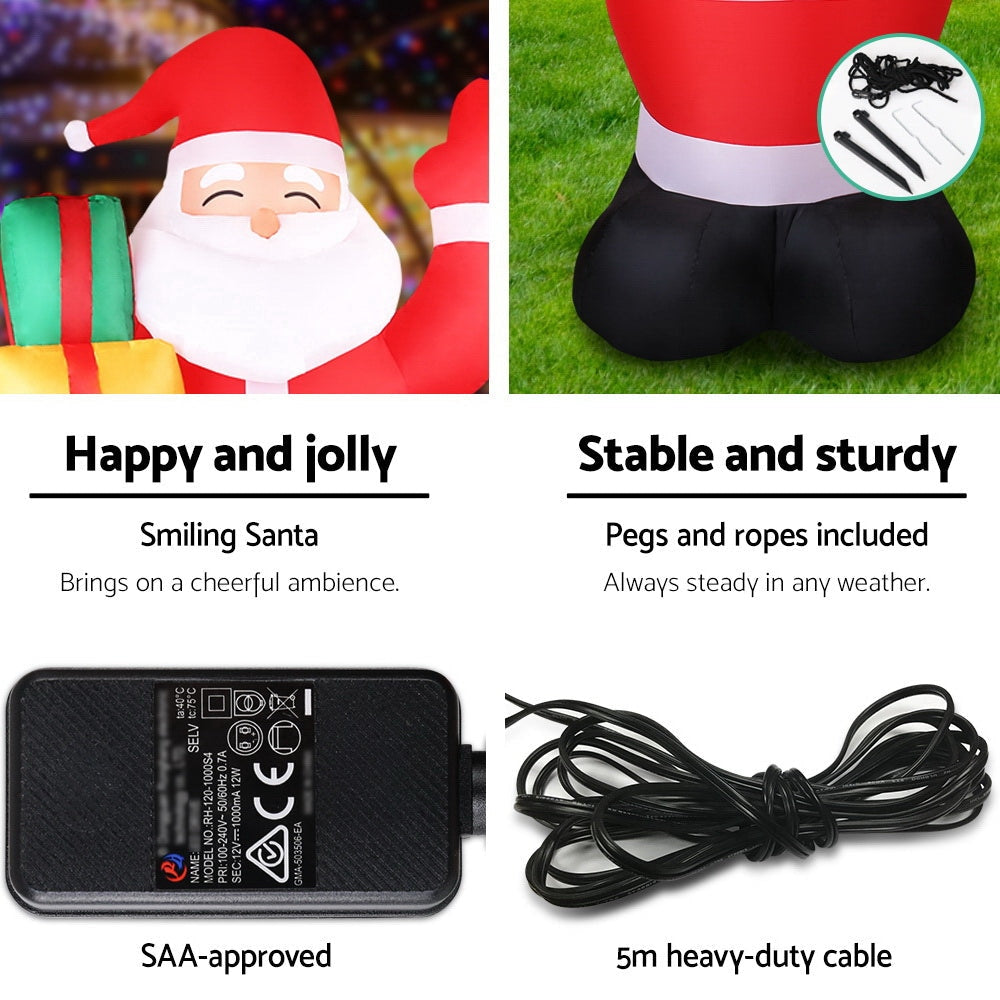 2.4M Christmas Inflatables Santa Xmas Light Decor LED Airpower Fast shipping On sale