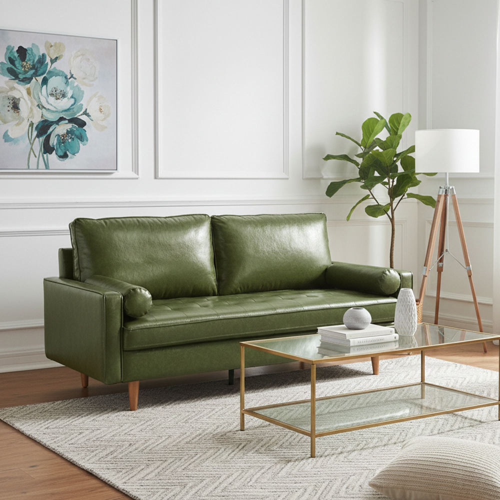 2.5 Seater Faux PI Leather Lounge Couch Relaxing Sofa - Green Fast shipping On sale