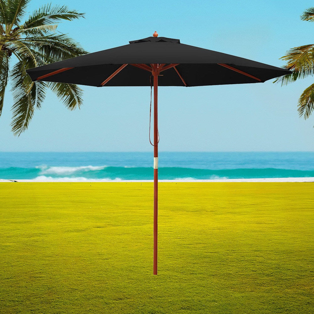 2.7M Outdoor Pole Umbrella Cantilever Stand Garden Umbrellas Patio Black Fast shipping On sale