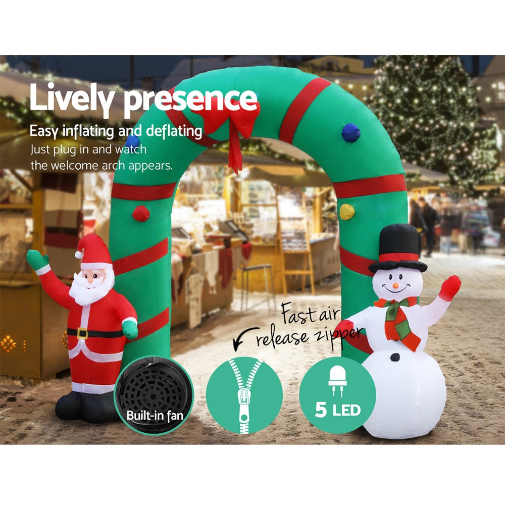 2.8M Christmas Inflatable Giant Arch Way Santa Snowman Light Decor Fast shipping On sale