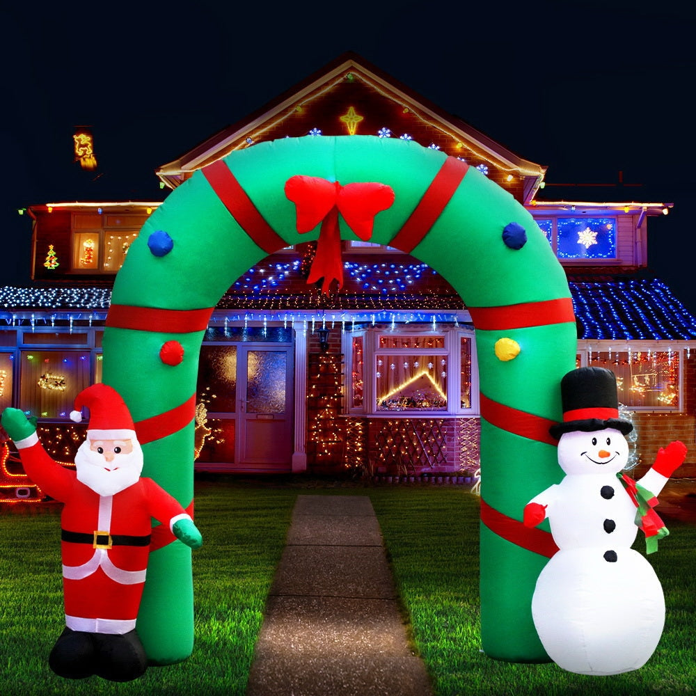 2.8M Christmas Inflatable Giant Arch Way Santa Snowman Light Decor Fast shipping On sale