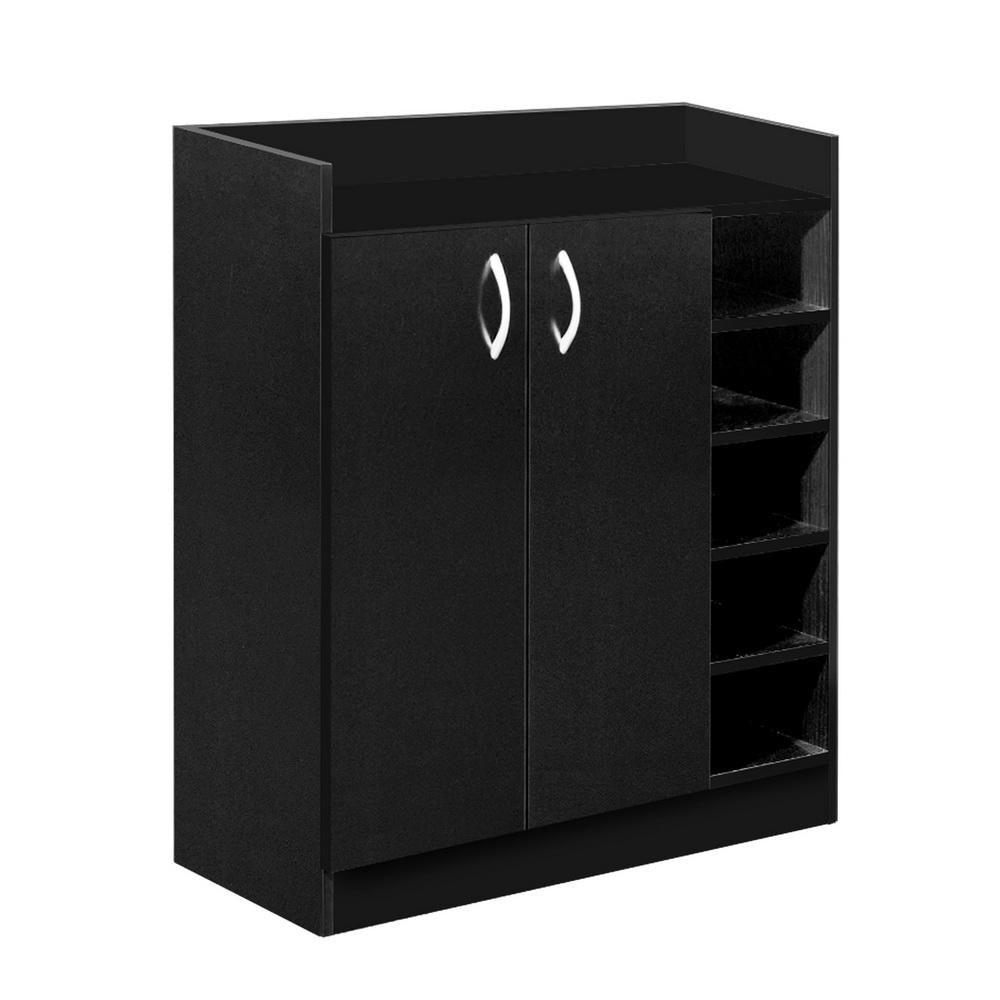 2 Doors Shoe Cabinet Storage Cupboard - Black Fast shipping On sale