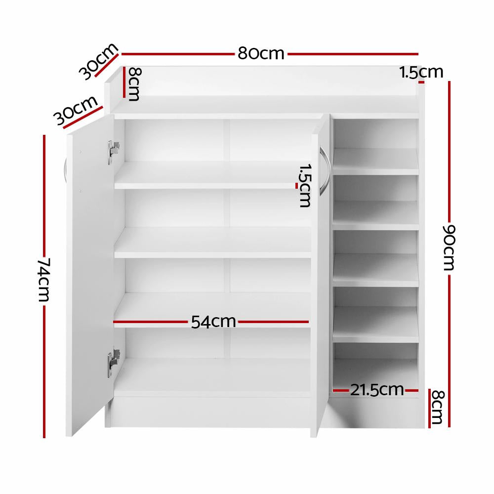 2 Doors Shoe Cabinet Storage Cupboard - White Fast shipping On sale