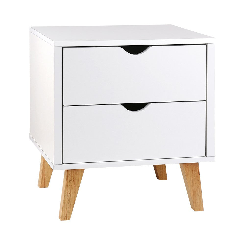 2 Drawer Wooden Bedside Tables - White Table Fast shipping On sale