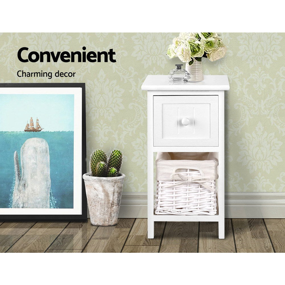 2 PCS Bedside Table - White Fast shipping On sale