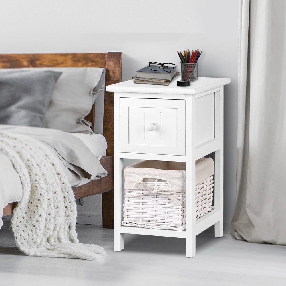 2 PCS Bedside Table - White Fast shipping On sale