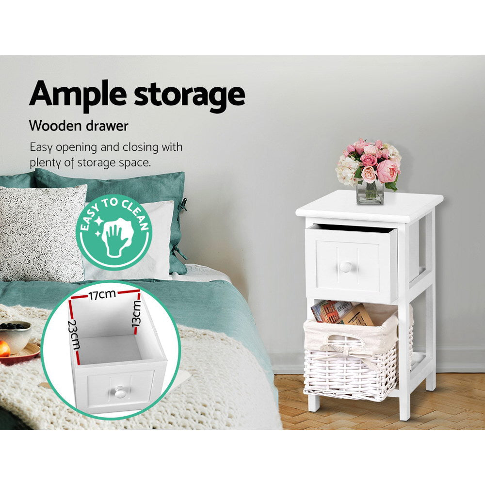 2 PCS Bedside Table - White Fast shipping On sale
