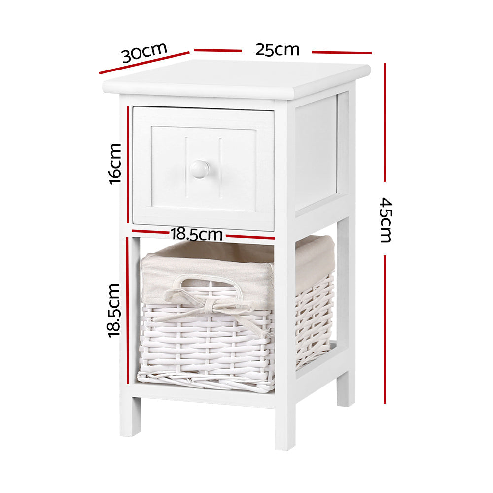 2 PCS Bedside Table - White Fast shipping On sale
