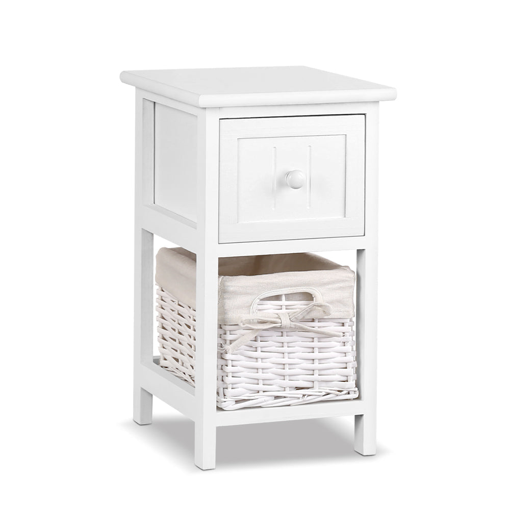 2 PCS Bedside Table - White Fast shipping On sale