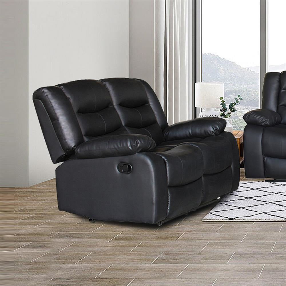 Colson 2-Seater Faux Leather Recliner Sofa Lounge Couch- Black Color Chair Fast shipping On sale