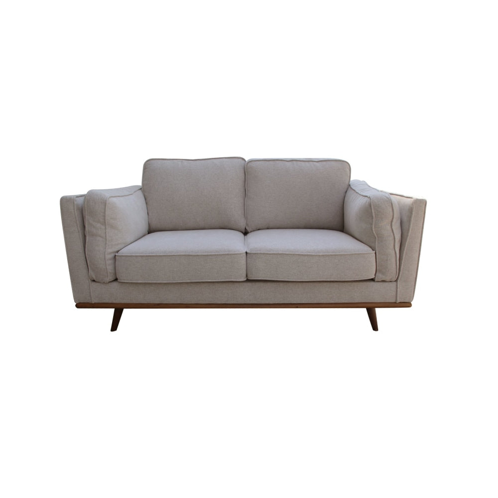 Kinsey 2-Seater Modern Fabric Lounge Sofa Wooden Frame- Beige Fast shipping On sale