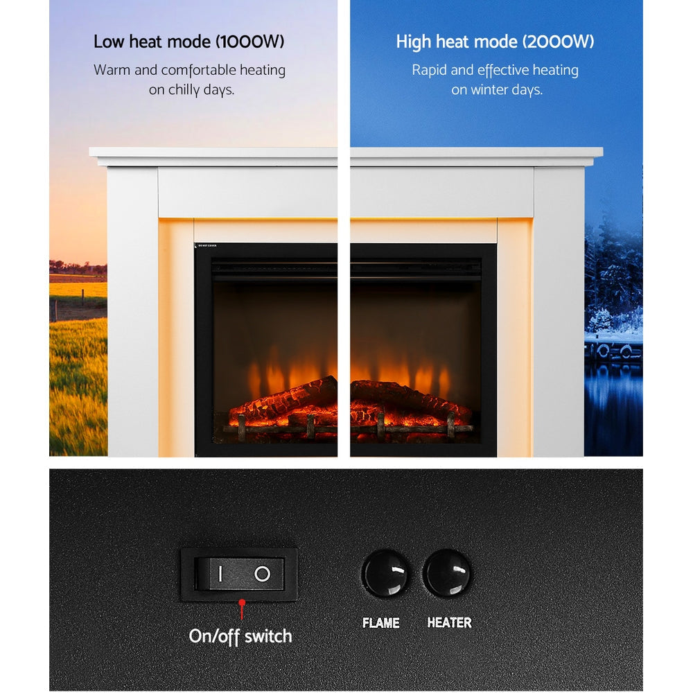 2000W Electric Fireplace Mantle Portable Fire Log Wood Heater 3D Flame Effect White Heaters Fast shipping On sale