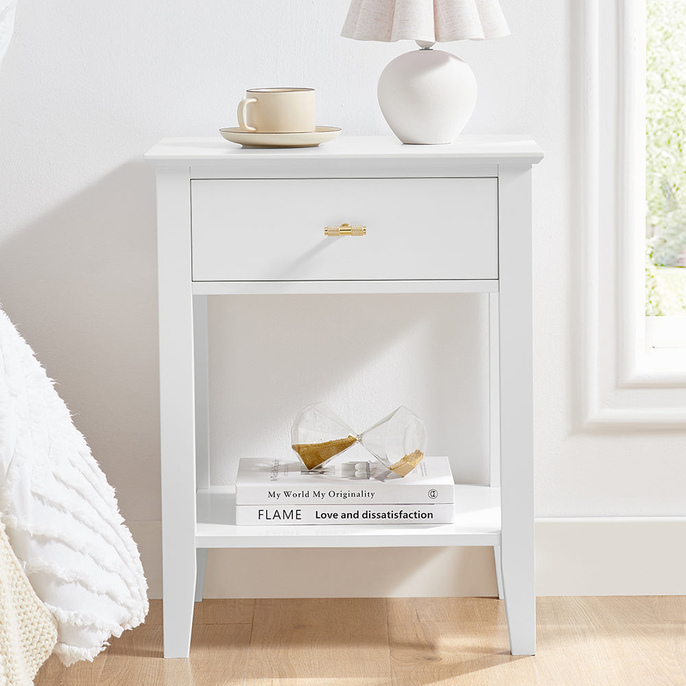 Arven Wooden Modern Nightstand Bedside Side Table 1-Drawer White Fast shipping On sale