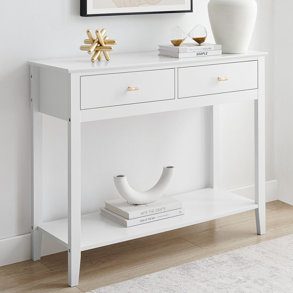 Arven Modern Wooden Hallway Console Hall Table 2-Drawers White Fast shipping On sale