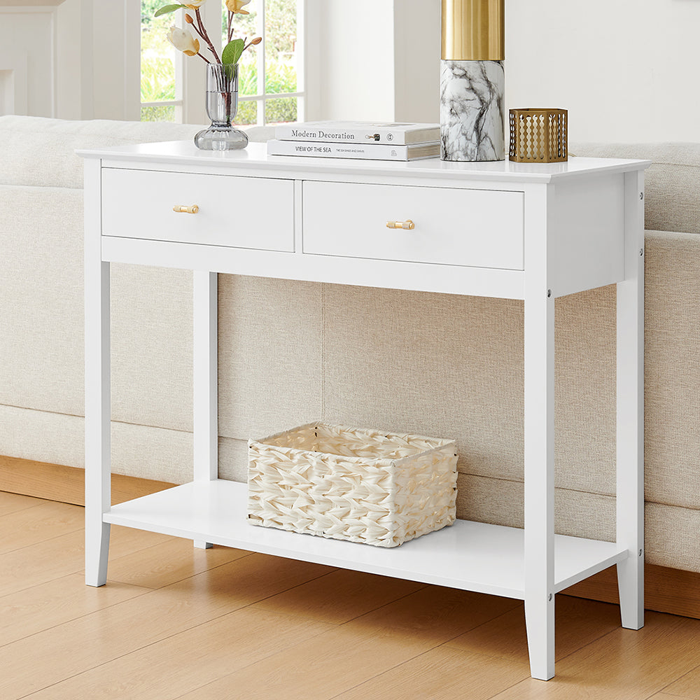 Arven Modern Wooden Hallway Console Hall Table 2-Drawers White Fast shipping On sale