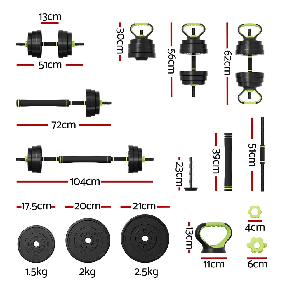 25kg Adjustable Dumbbells Set Kettle Bell Weight Plates Barbells Gym Sports & Fitness Fast shipping On sale