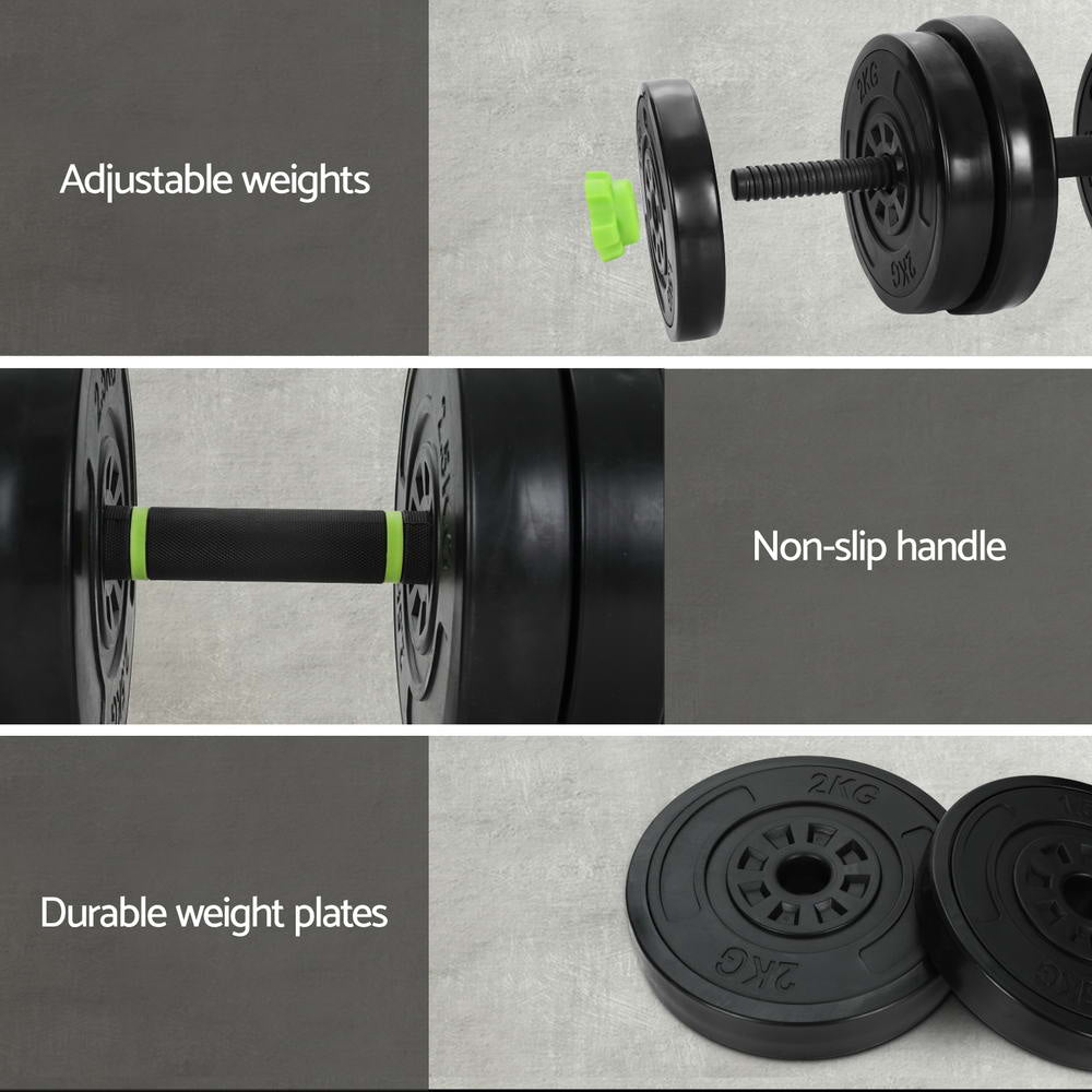 25kg Adjustable Dumbbells Set Kettle Bell Weight Plates Barbells Gym Sports & Fitness Fast shipping On sale