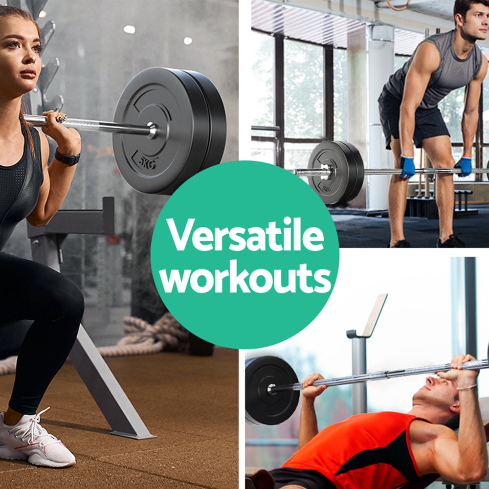 28KG Barbell Weight Set Plates Bar Bench Press Fitness Exercise Home Gym 168cm Sports & Fast shipping On sale