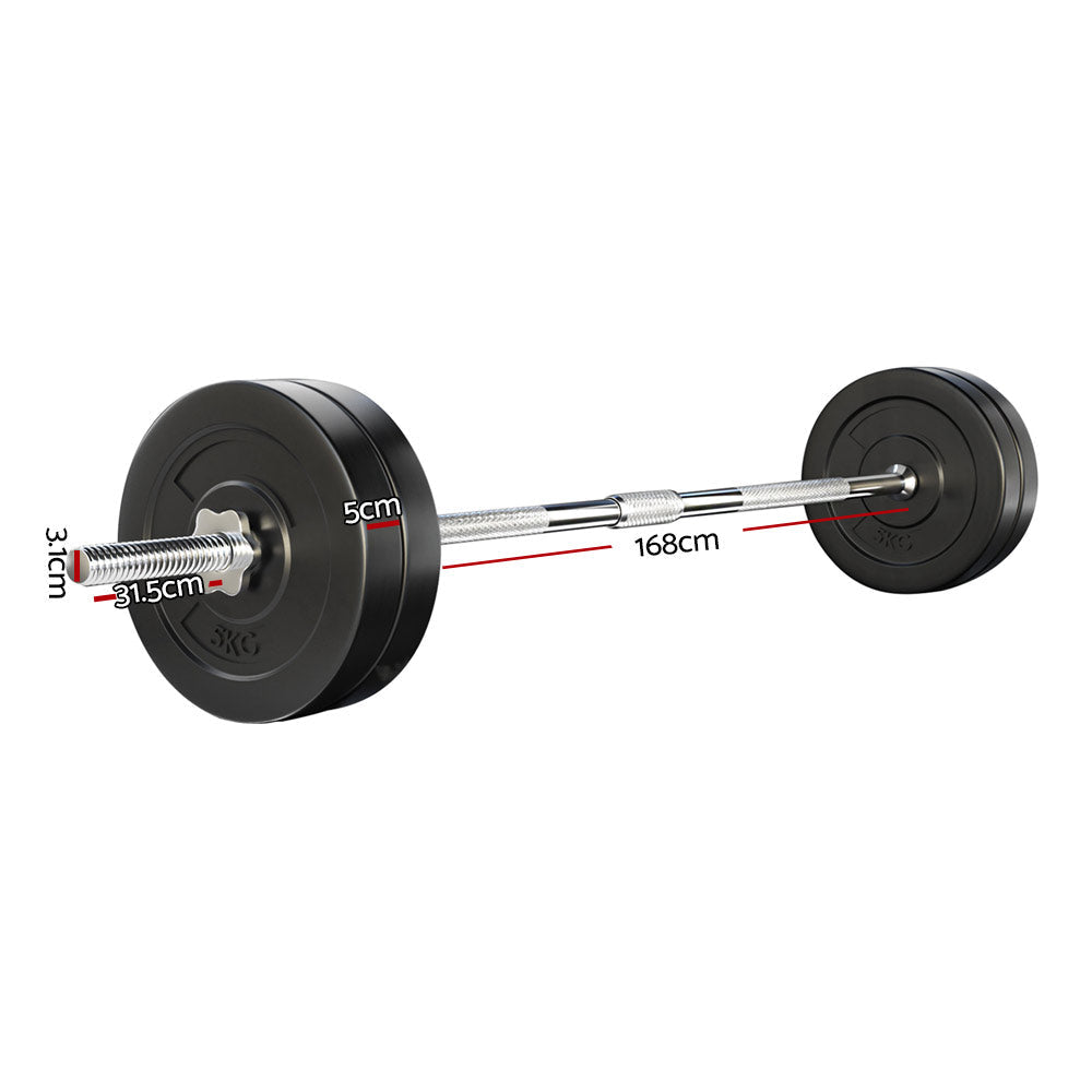 28KG Barbell Weight Set Plates Bar Bench Press Fitness Exercise Home Gym 168cm Sports & Fast shipping On sale
