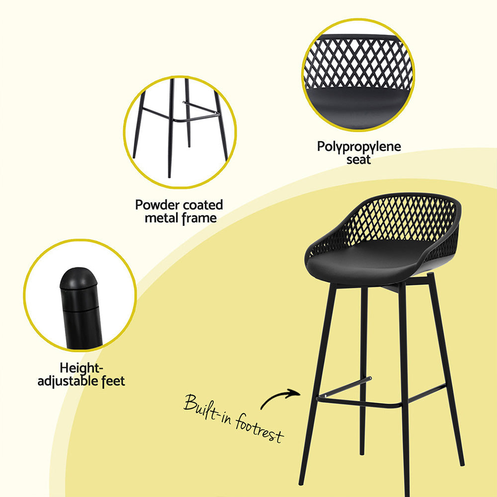 2PC Outdoor Bar Stools Plastic Metal Dining Chair Patio Furniture Garden Fast shipping On sale