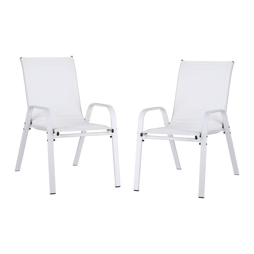 2PC Outdoor Dining Chairs Stackable Lounge Chair Patio Furniture White Sets Fast shipping On sale