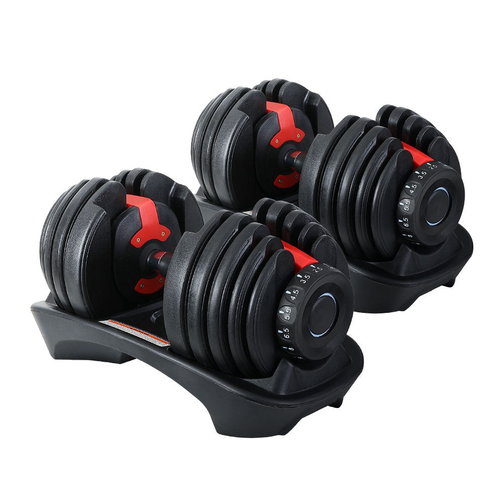 2Pcs 24kg Adjustable Dumbbell Weight Dumbbells Plates Home Gym Fitness Exercise Sports & Fast shipping On sale