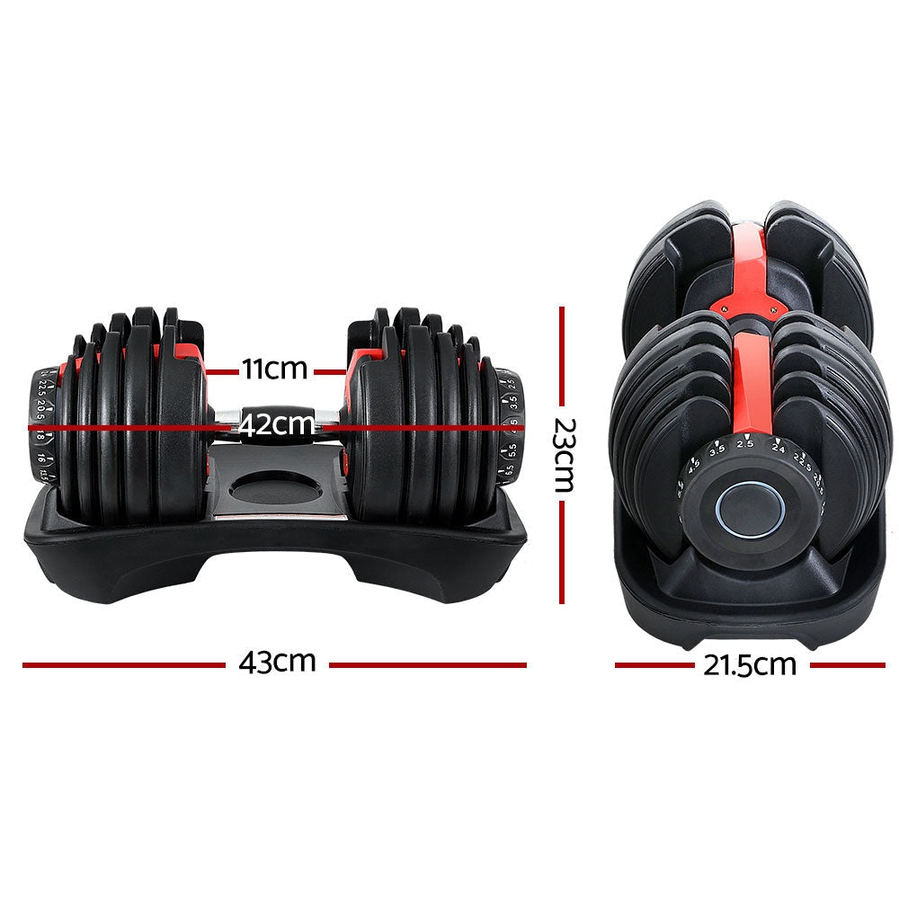 2Pcs 24kg Adjustable Dumbbell Weight Dumbbells Plates Home Gym Fitness Exercise Sports & Fast shipping On sale