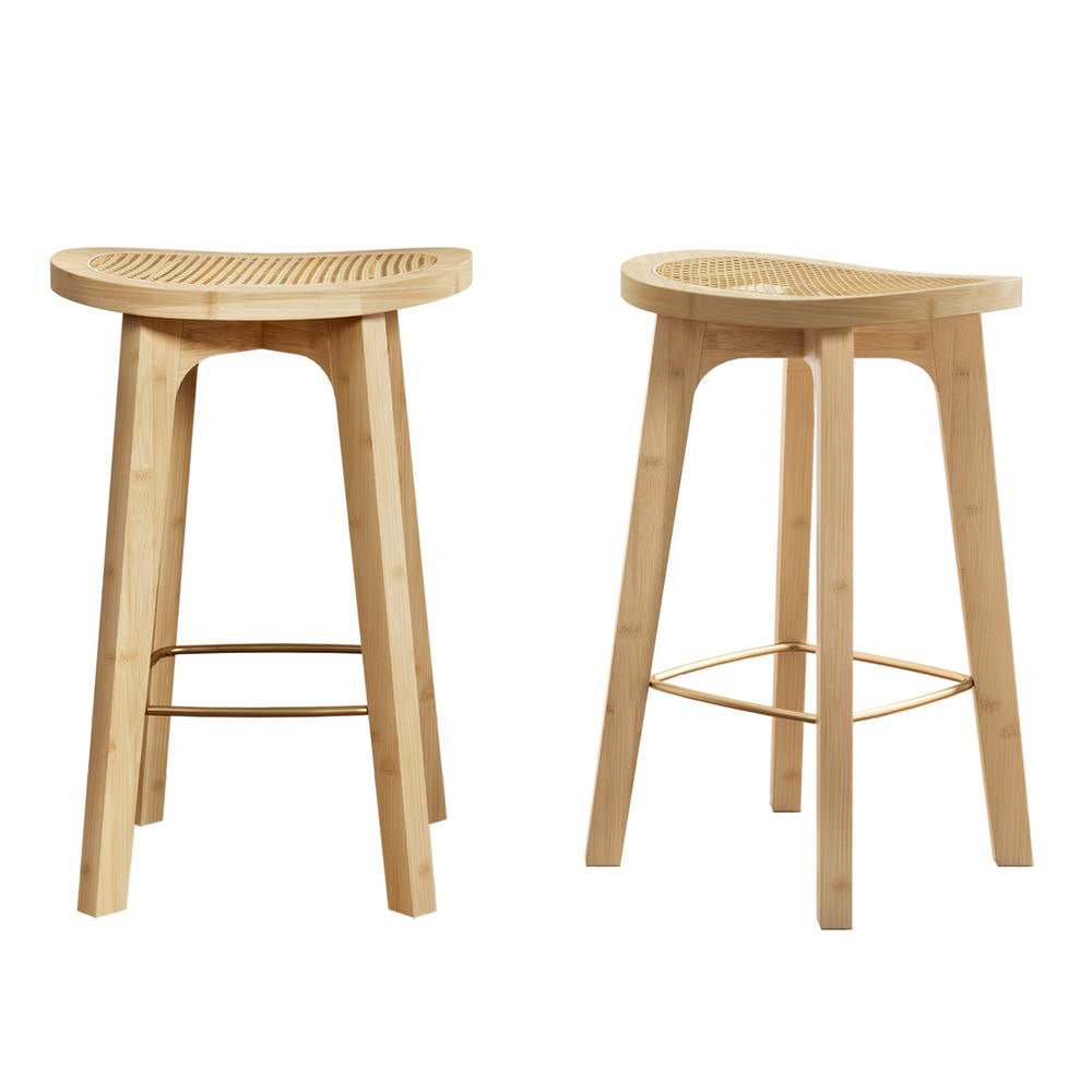 2x Bar Stools Bamboo Rattan Stool Counter Chair Kitchen Barstools Fast shipping On sale