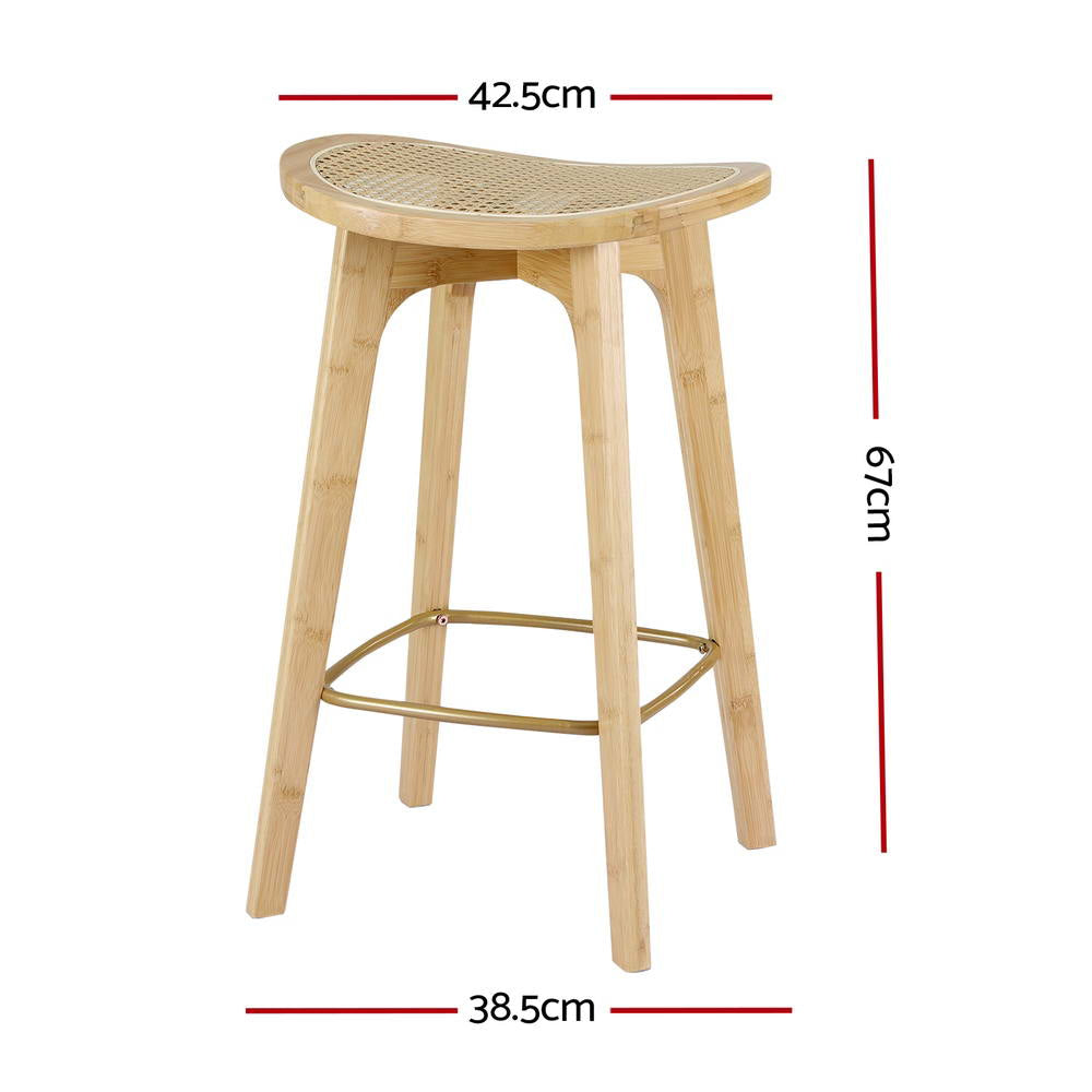 2x Bar Stools Bamboo Rattan Stool Counter Chair Kitchen Barstools Fast shipping On sale