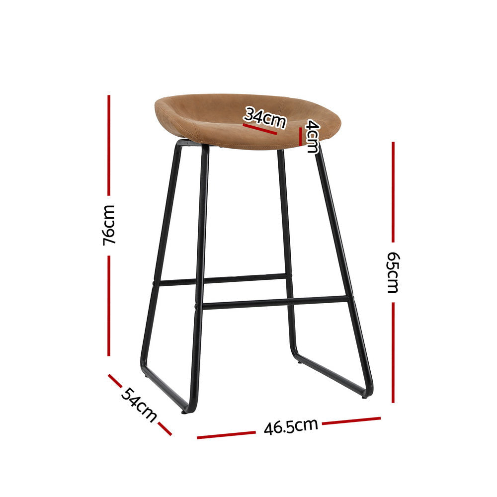 2x Bar Stools Kitchen Dining Chairs Counter Stool PU Leather Metal Brown Fast shipping On sale