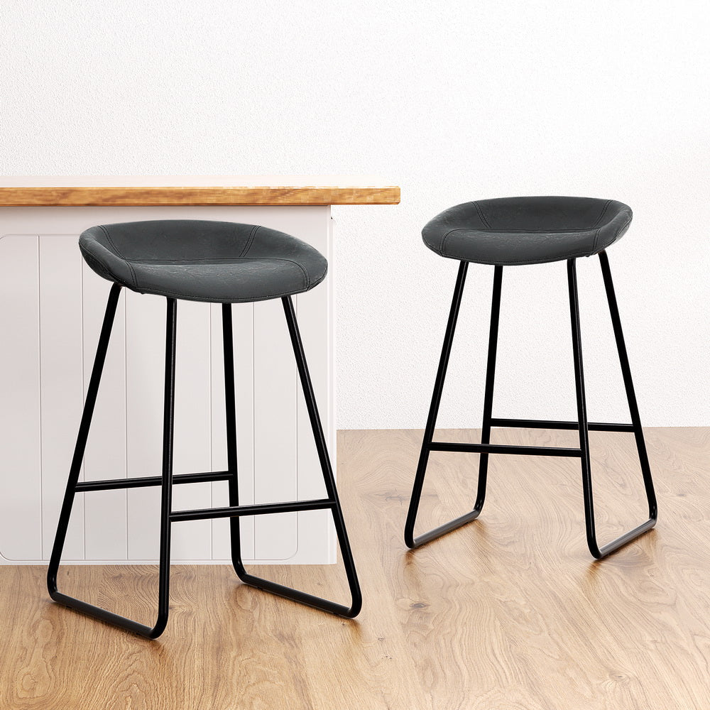 2x Bar Stools Kitchen Dining Chairs Counter Stool PU Leather Metal Fast shipping On sale