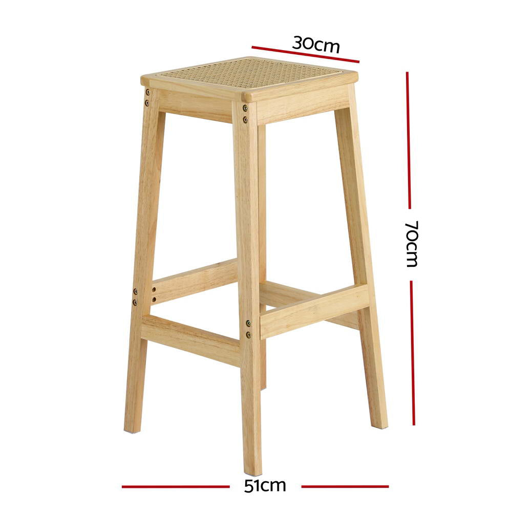 2x Bar Stools Rubber Wood Stool Counter Chair Rattan Barstools Kitchen Fast shipping On sale