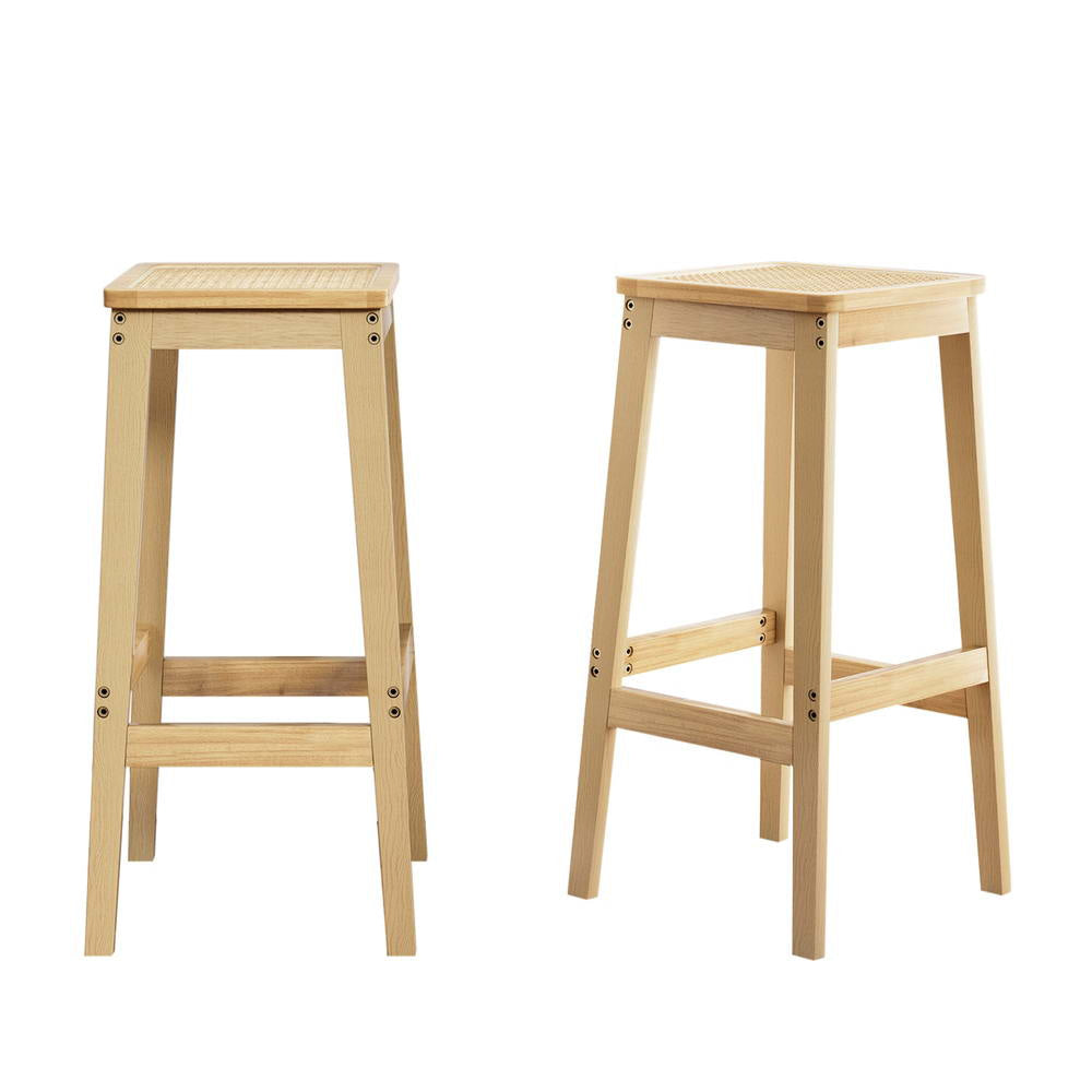 2x Bar Stools Rubber Wood Stool Counter Chair Rattan Barstools Kitchen Fast shipping On sale