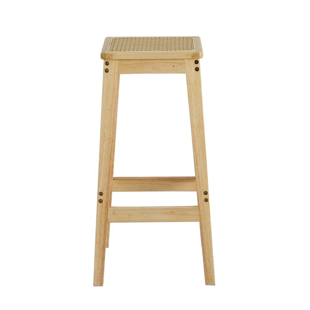 2x Bar Stools Rubber Wood Stool Counter Chair Rattan Barstools Kitchen Fast shipping On sale