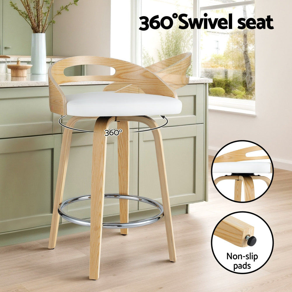 2x Bar Stools Swivel Dining Chairs Low Back Counter Seat PU Cushion Stool Fast shipping On sale