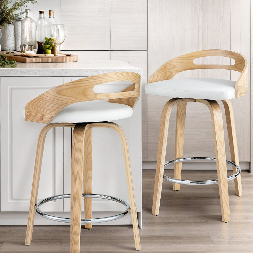 2x Bar Stools Swivel Dining Chairs Low Back Counter Seat PU Cushion Stool Fast shipping On sale