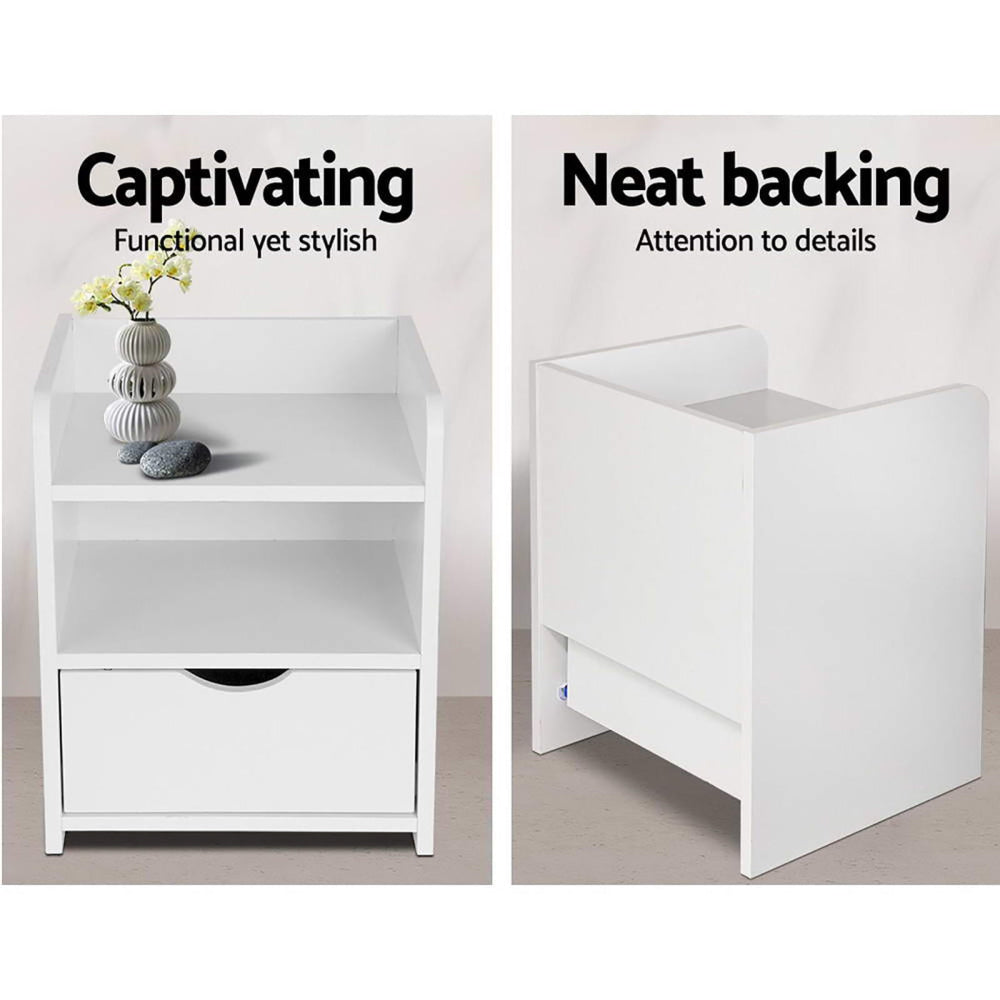 2X Bedside Table 1 Drawer with Shelf - FARA White Fast shipping On sale