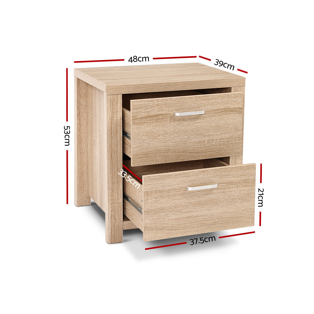 2x Bedside Table 2 Drawers - MAXI Pine Fast shipping On sale
