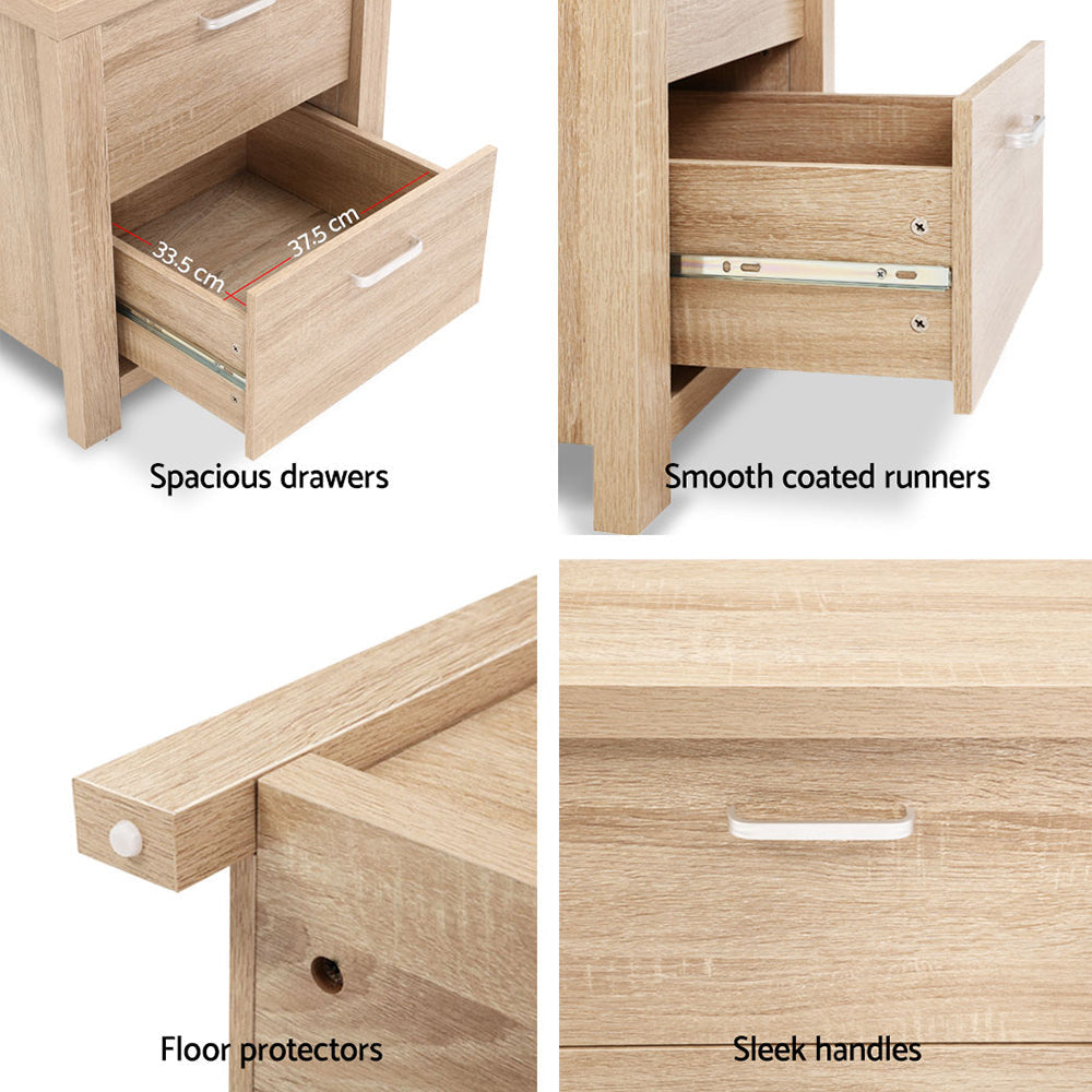 2x Bedside Table 2 Drawers - MAXI Pine Fast shipping On sale