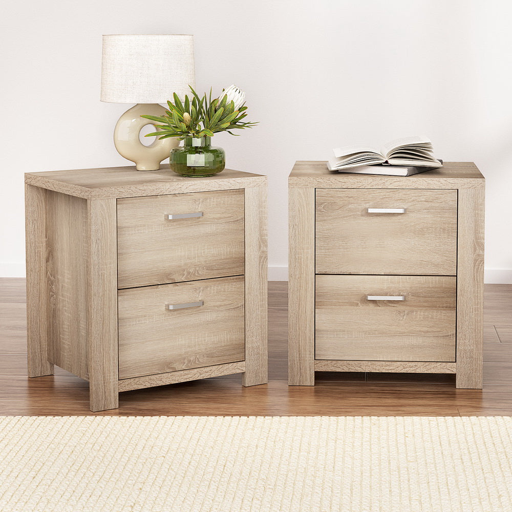 2x Bedside Table 2 Drawers - MAXI Pine Fast shipping On sale