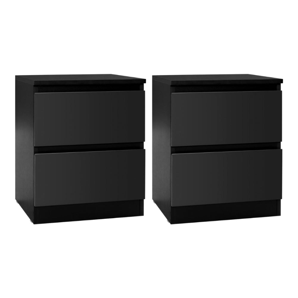 2x Bedside Table 2 Drawers - PEPE Black Fast shipping On sale