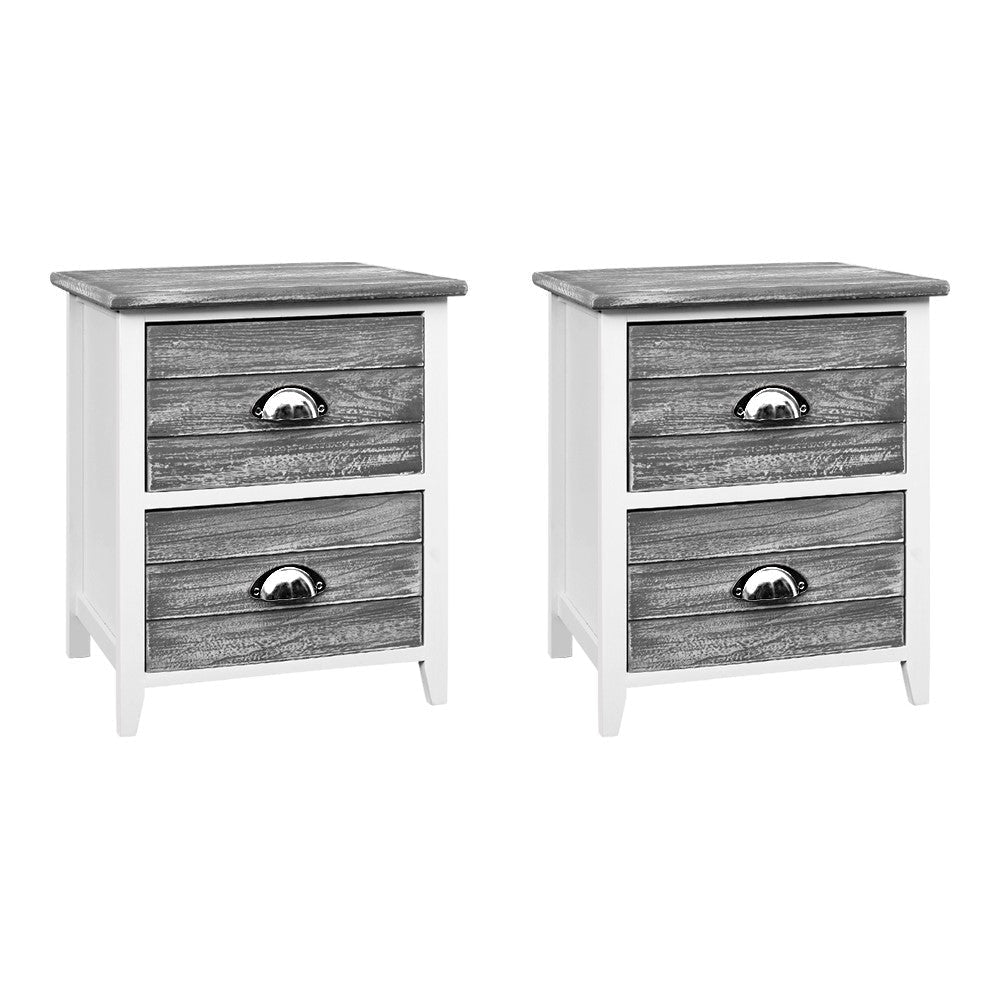 2x Bedside Table Nightstands 2 Drawers Storage Cabinet Bedroom Side Grey Fast shipping On sale