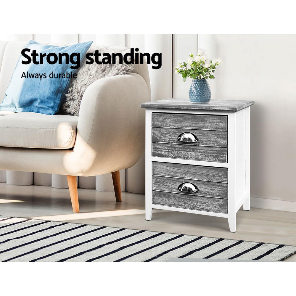 2x Bedside Table Nightstands 2 Drawers Storage Cabinet Bedroom Side Grey Fast shipping On sale