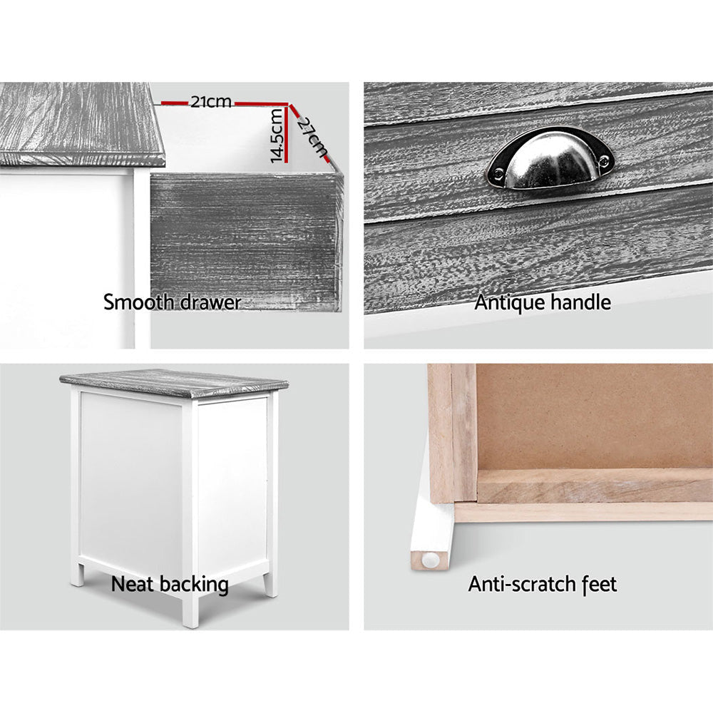 2x Bedside Table Nightstands 2 Drawers Storage Cabinet Bedroom Side Grey Fast shipping On sale